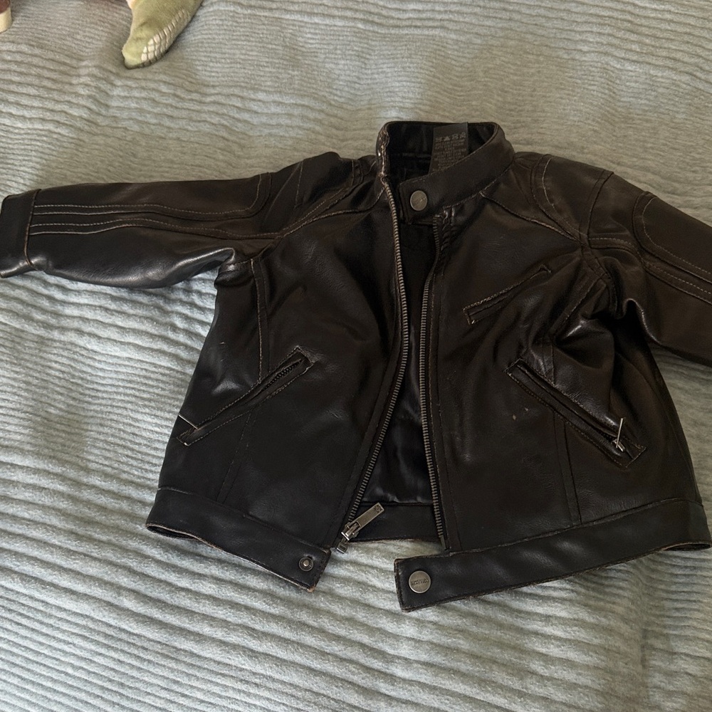 Kenneth Cole Reaction Kids Black Faux Leather Moto Jacket